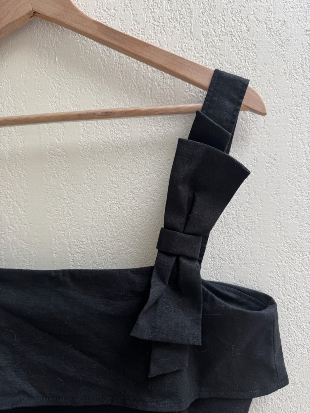 Sezane Isa Linen Blend Button Back Black Top Blouse Size 6